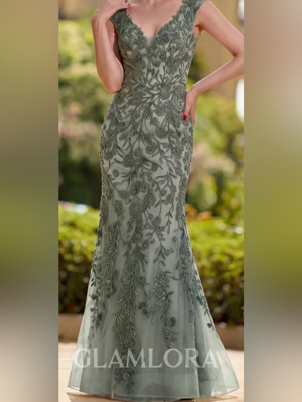 Beautiful sage green Montage Mother’s dress
